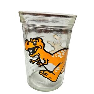 VTG  1988 4 oz Welch's  Jelly Jar / Juice Glass Tyrannosaurus Rex T-Rex Dinosaur